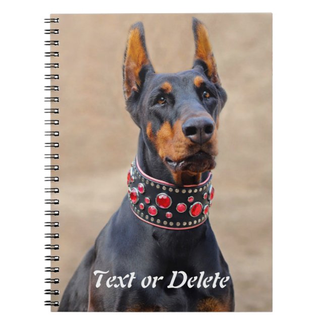 Cuaderno Negro y Tan Doberman Pinscher en cuello de joyas (Frente)