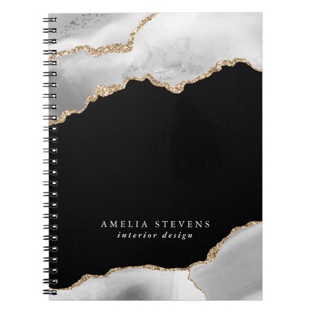 Cuaderno Negros, grises y Gold Agate Business (Frente)