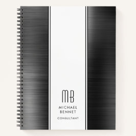 Cuaderno Negros monogramados Cepillados Metálicos