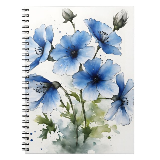 Cuaderno Nemophila - Flores acuarela (Frente)