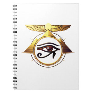 Cuaderno NeoAnkh 3D Ojo de Horus Dorado y Disco Solar Alado