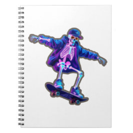 Cuaderno Neon 3D Skeleton Skateboarding – Funny Streetwear 