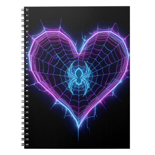 Cuaderno Neon Cyber‑Web Heart Stationery & Gifts (Frente)