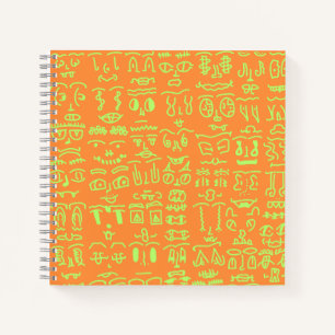 Cuaderno Neon Doodle Notebook – Vibrant Orange and Green Ha
