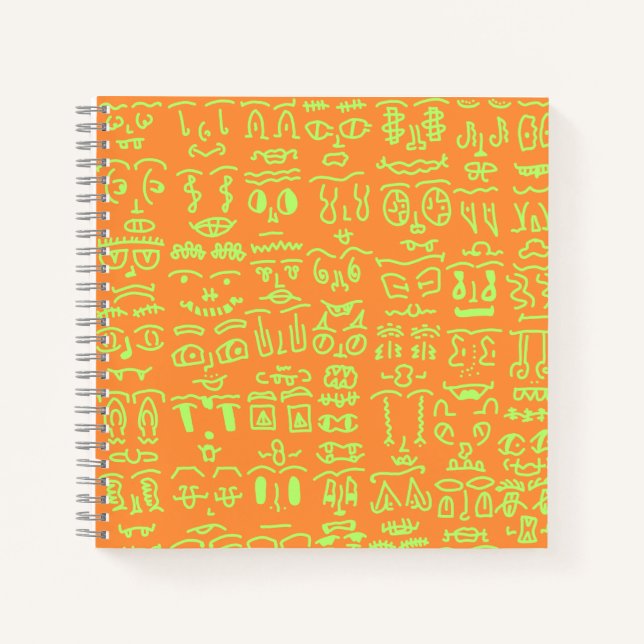 Cuaderno Neon Doodle Notebook – Vibrant Orange and Green Ha (Anverso)