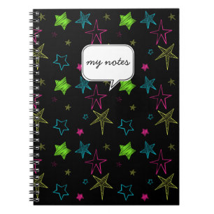 Cuaderno Neon Doodle Stars Personalizado Notebook