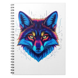 Cuaderno Neon Fox Face – Vibrant Glowing Design