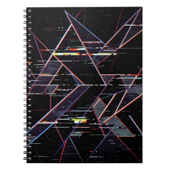 Cuaderno Neon Glitchcore Geometric Shapes on Black (Frente)