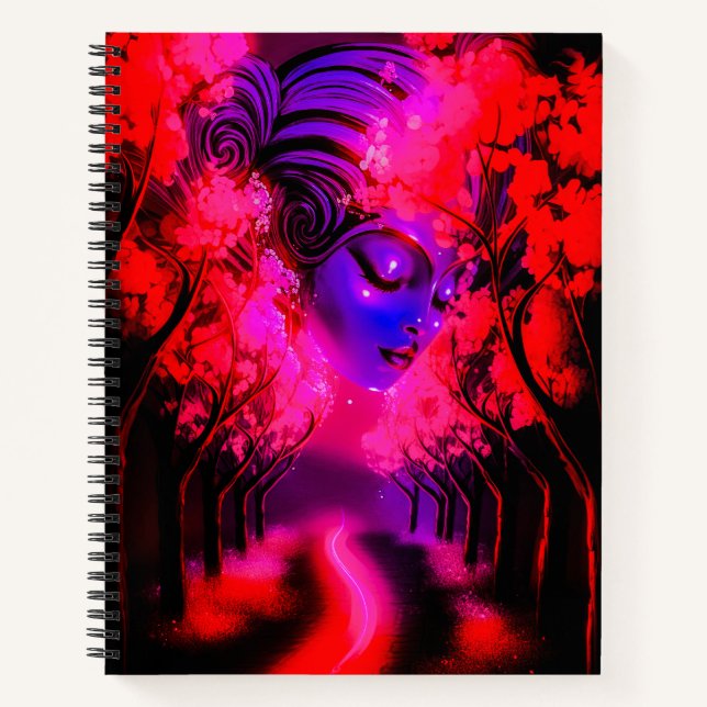 Cuaderno Neon Goddess in Enchanted Forest (Anverso)