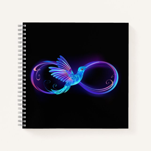 Cuaderno Neon Infinity Symbol with Glowing Hummingbird (Anverso)