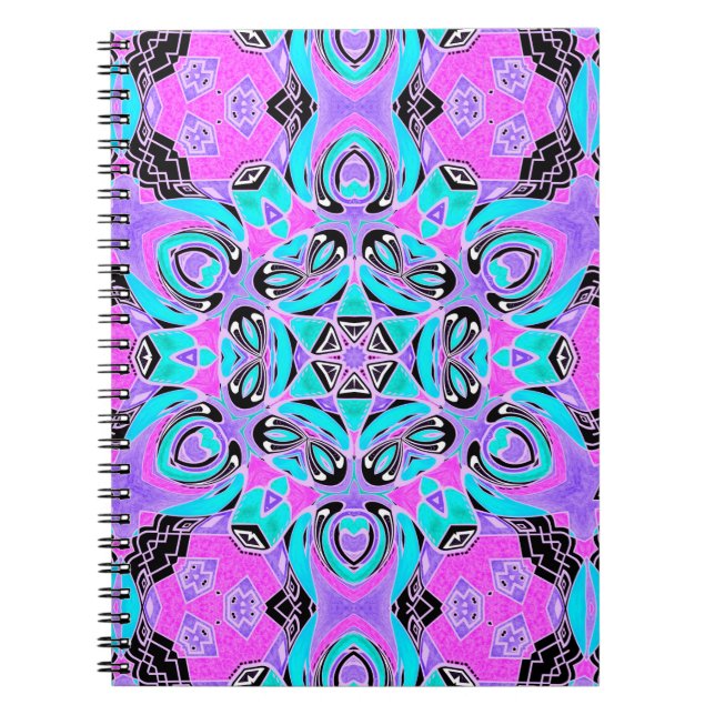 Cuaderno Neon kaleidoscope , mandala (Frente)