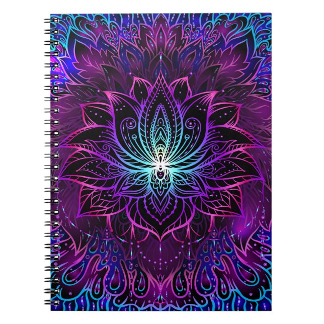 Cuaderno Neon Lotus Flower Boho Print (Frente)