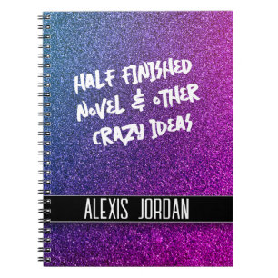 Cuaderno Neon Purple Pink Purpurina Graffiti Blanco y Negro