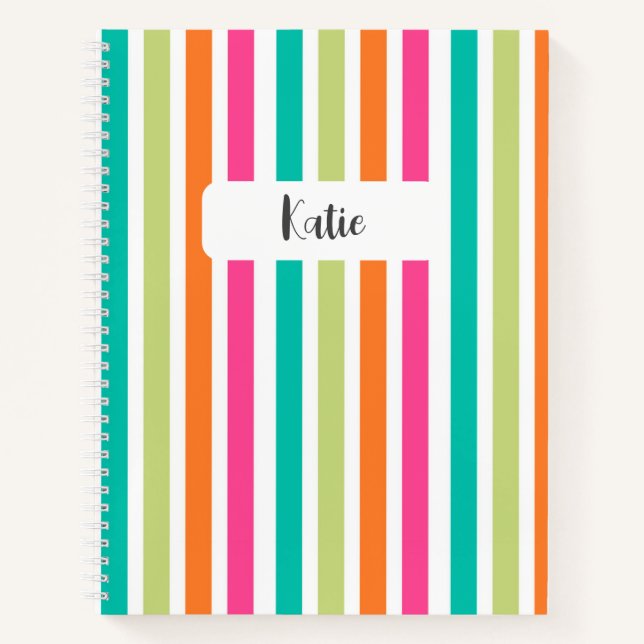 Cuaderno Neon rainbow strips divertido retro (Anverso)