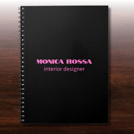 Cuaderno Neón simple profesional moderno negro rosa