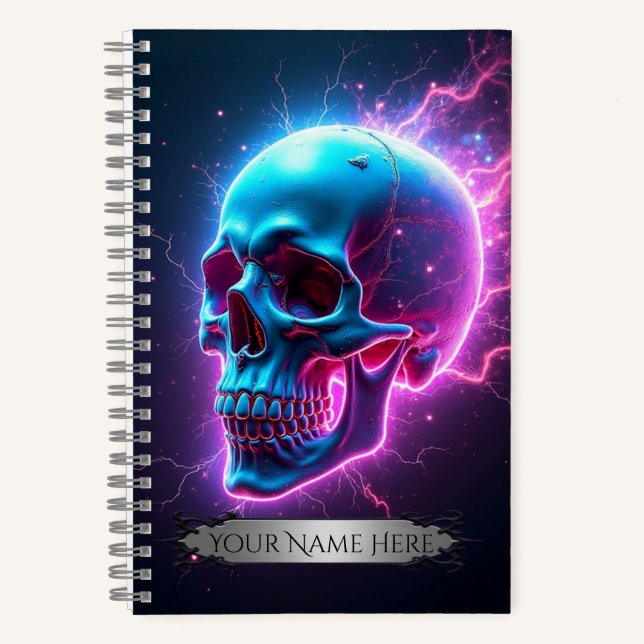 Cuaderno Neon Skull Spiral Notebook (Anverso)