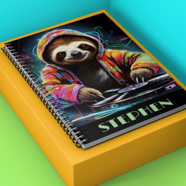 Cuaderno Neon Sloth DJ Retro Guay (Subido por el creador)