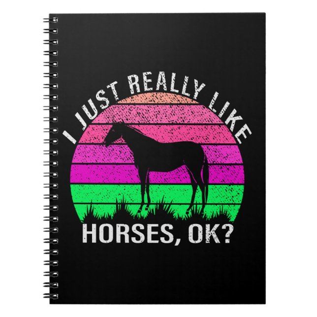 Cuaderno Neon Sunset me gustan mucho los caballos  (Frente)