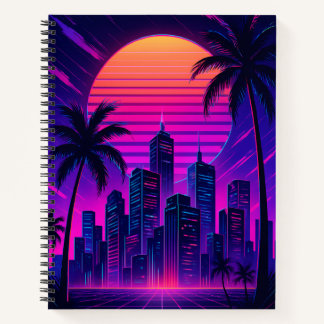 Cuaderno Neon Sunset Retro Futurista Cityscape