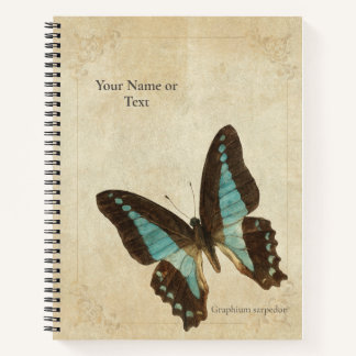 Cuaderno Neon Turquoise Blue Triangle Butterfly