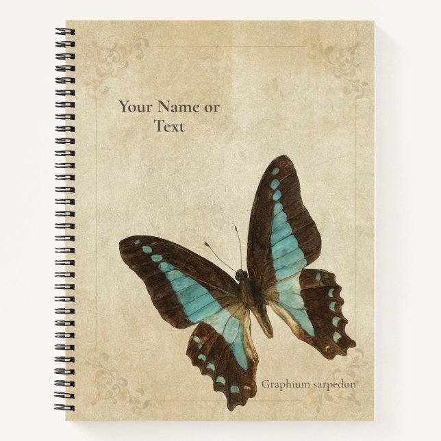 Cuaderno Neon Turquoise Blue Triangle Butterfly (Anverso)