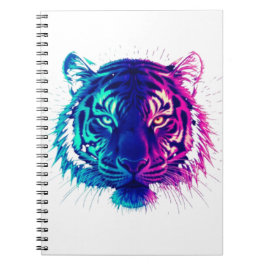 Cuaderno Neon White Tiger – Glowing Cyberpunk Wildlife Art
