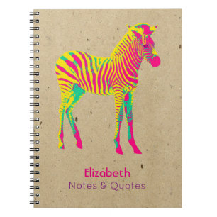 Cuaderno Neon Zebra Baby Animal Psychedelic Funky Retro