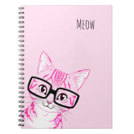Cuaderno Nerdy dibujado mano adorable del rosa del
