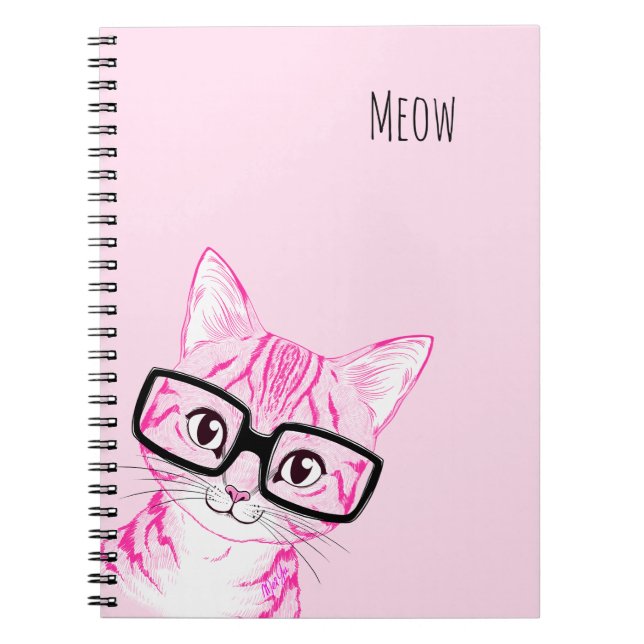 Cuaderno Nerdy dibujado mano adorable del rosa del (Frente)