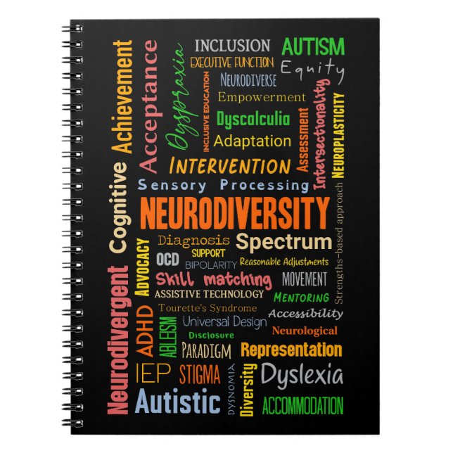 Cuaderno Neurodiversidad Autismo TDAH Bloc de notas en espi (Frente)