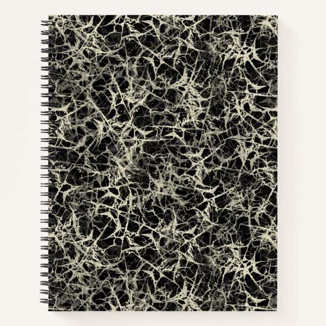 Cuaderno Neuronas de red en negro - patrón sin fisuras. (Anverso)