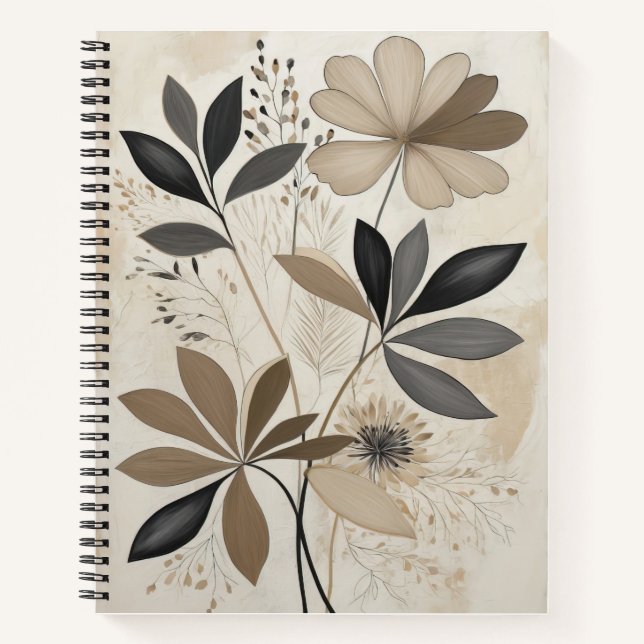 Cuaderno Neutral Boho Arte Botánico Tono de la Tierra Minim (Anverso)