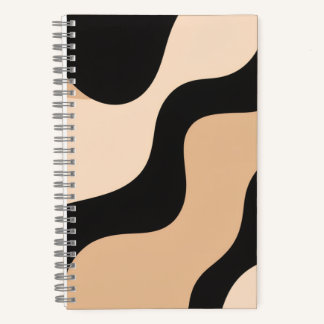Cuaderno Neutral Wave Pattern Notebook in Beige and Black