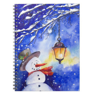 Cuaderno Nevada acuarela Feliz Navidad Año Nuevo noche