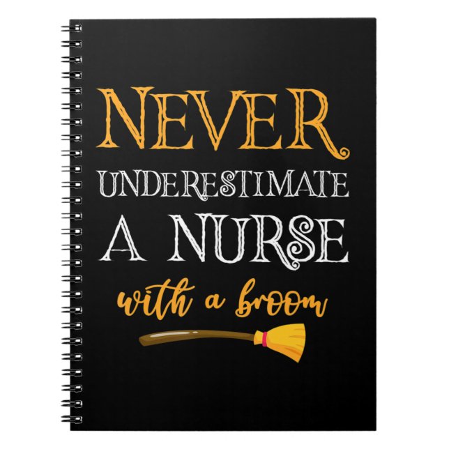Cuaderno Never Underestimate A Nurse With A Broom Funny Gif (Frente)