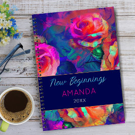 Cuaderno New beginnings colorful bright flowers large 