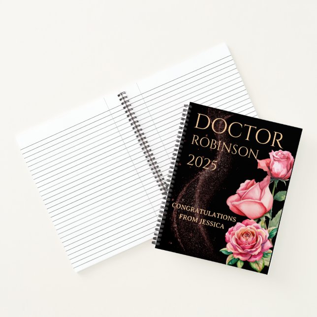 Cuaderno New Doctor, PhD Doctorate floral matte gift  (Interior)