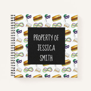 Cuaderno New Orleans Mardi Gras Mask Beads Beignet NOLA