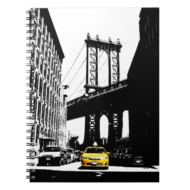 Cuaderno New York City Pop Art Nyc Yellow Taxi Brooklyn (Frente)