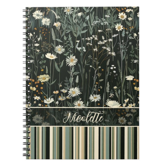 Cuaderno Nicolette Dark Daisy Floral Stried (Frente)