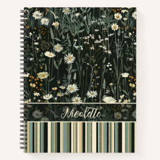 Cuaderno Nicolette Dark Daisy Floral Striped Deluxe