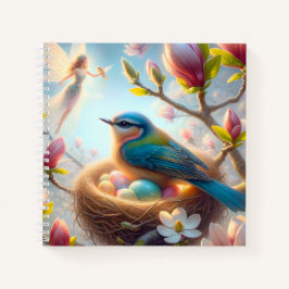 Cuaderno Nido de hada y pájaro azul: fantasía de floración 