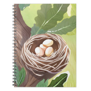 Cuaderno Nido de Pájaro Pintura de Huevos de Acuarela de