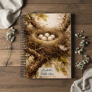 Cuaderno Nido de pájaro vintage con huevos