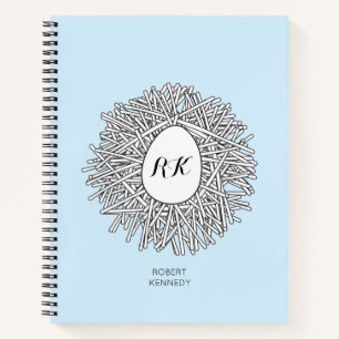 Cuaderno Nido y Huevo personalizados Iniciales y Nombre Azu