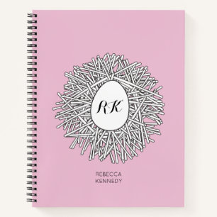 Cuaderno Nido y Huevo personalizados Iniciales y Nombre Ros