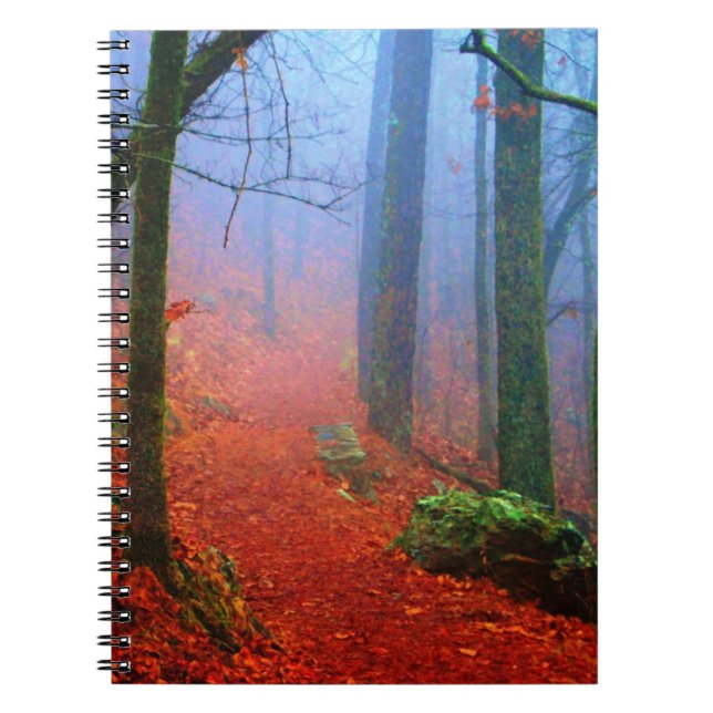 Cuaderno Niebla azul del otoño del bosque pintado (Frente)