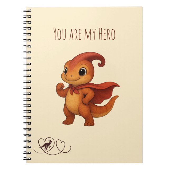 Cuaderno Niedlicher Parasaurolophus Cartoon – Dino‑Hero (Frente)
