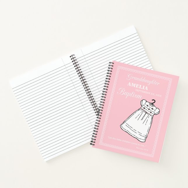 Cuaderno Nieta, bautismo en rosa personalizado (Interior)
