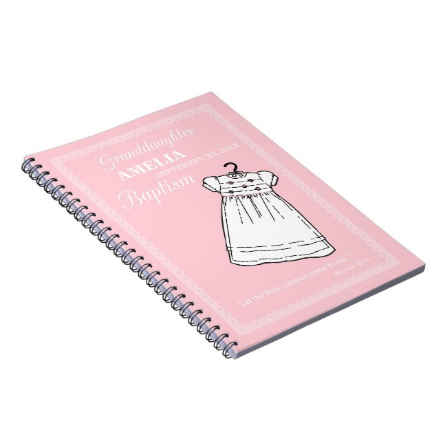 Cuaderno Nieta, bautismo en rosa personalizado (Lado Derecho)
